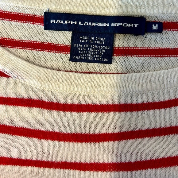 ❤️🤍NWT Vintage Ralph Lauren Sport Ivory/Red Striped Sweater Size M🤍❤️ - Picture 8 of 10